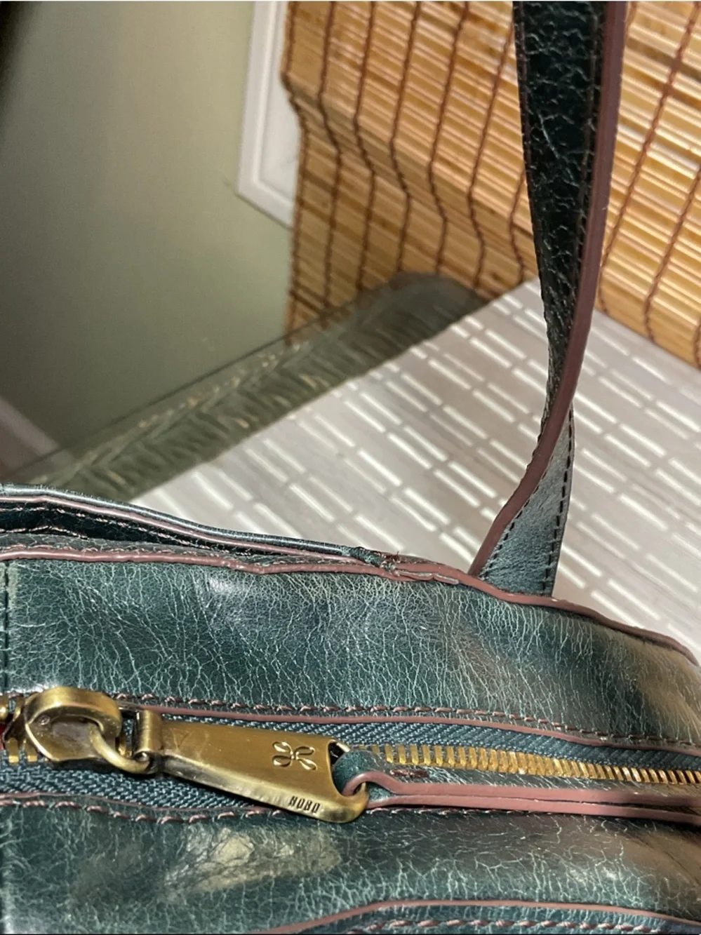 Hobo International Beckon Leather Half Moon Shoulder Bag Green Retro Elegant - Picture 3 of 10
